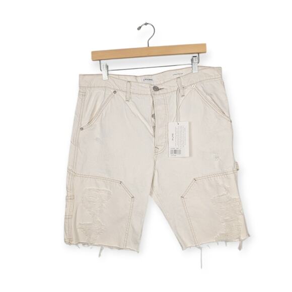 NWT FRAME White Le Slouch Button Fly Utility Bermuda Shorts Size 31
